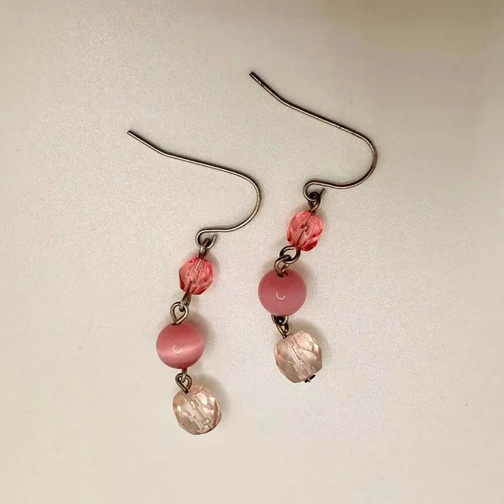 Delicate pink beaded earrings these